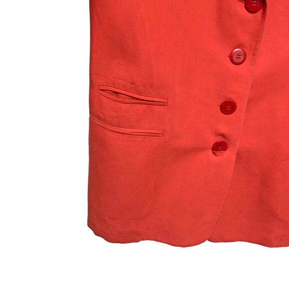Vtg. Giorgio Armani Le Collezioni Punch Red‎ Flax Blend Single Breast Blazer - Picture 5 of 9